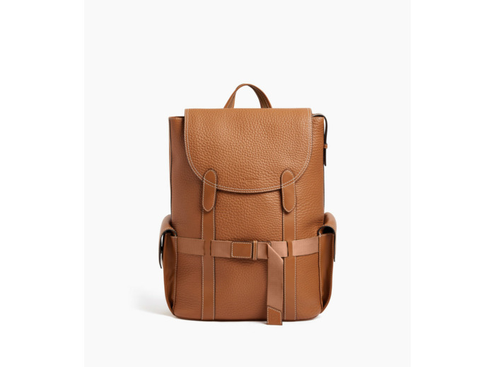 Sac à dos à rabat Noah en cuir grain buffle et cuir lisse