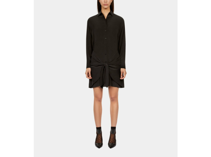 Robe Chemise Noire Courte Avec Nœud black