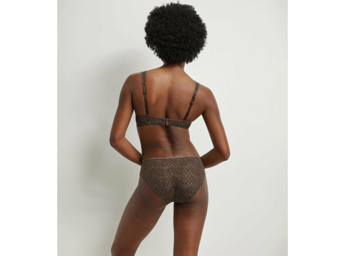Culotte en tulle Chocolat et zébrures or Dim Generous Édition Limitée