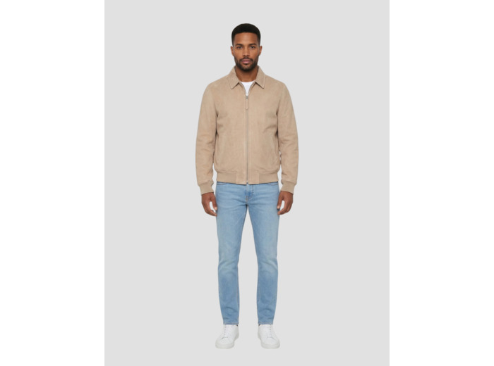 Blouson casual, cuir de chèvre velours