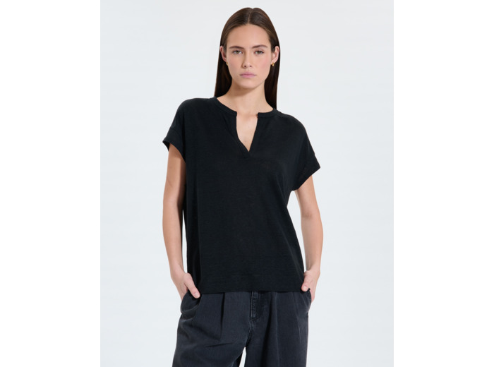 Top en lin noir