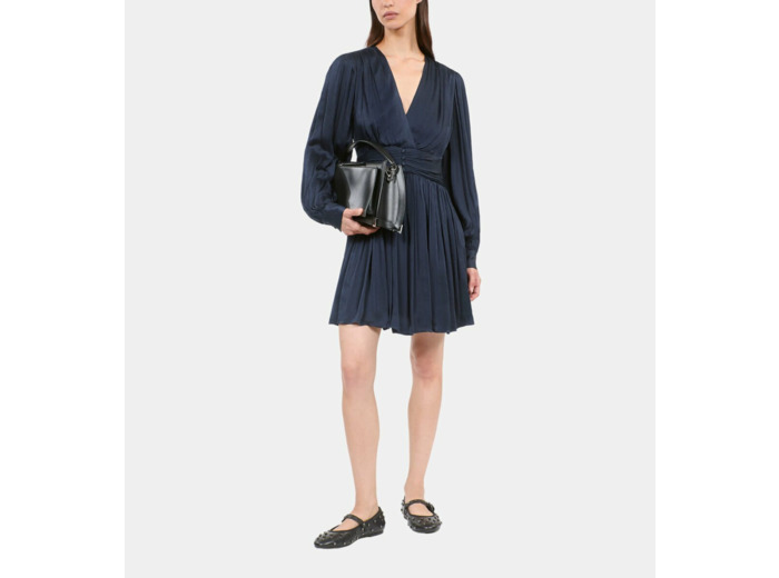 Robe Courte Tissu Crinckle Bleu Marine dark navy