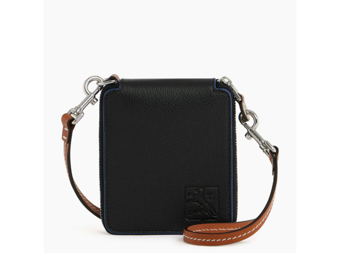 Porte cartes zippé tour de cou Camille en cuir grainé