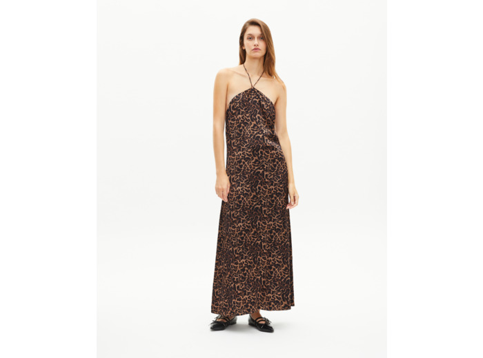 Robe longue sans manches imprimé léopard leopard