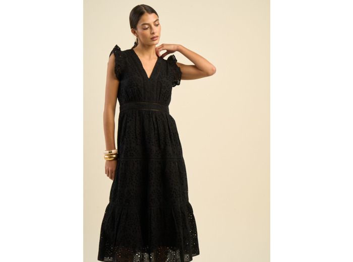 Robe longue en broderie anglaise