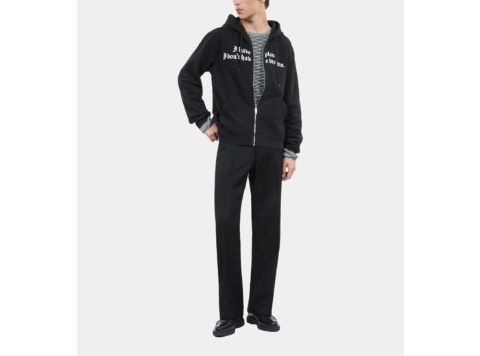 Sweatshirt À Capuche Et Sérigraphie Noir black washed