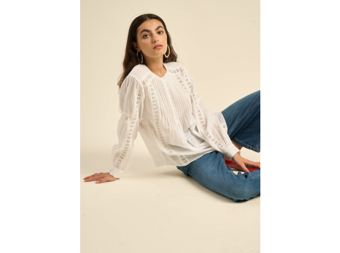 Blouse brodée en gaze de coton