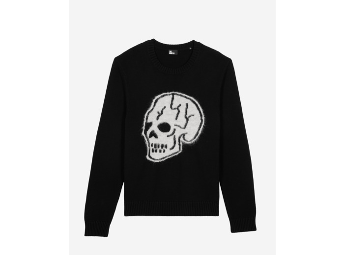 Pull tête de mort noir black-ecru