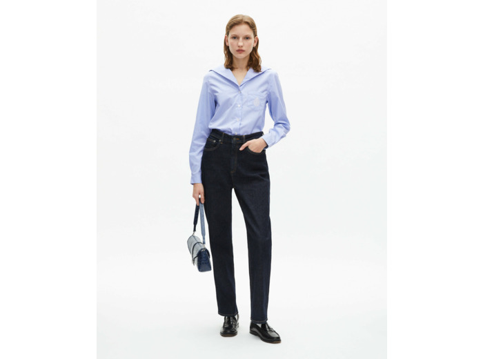 Chemise a manches longues col marin blue white