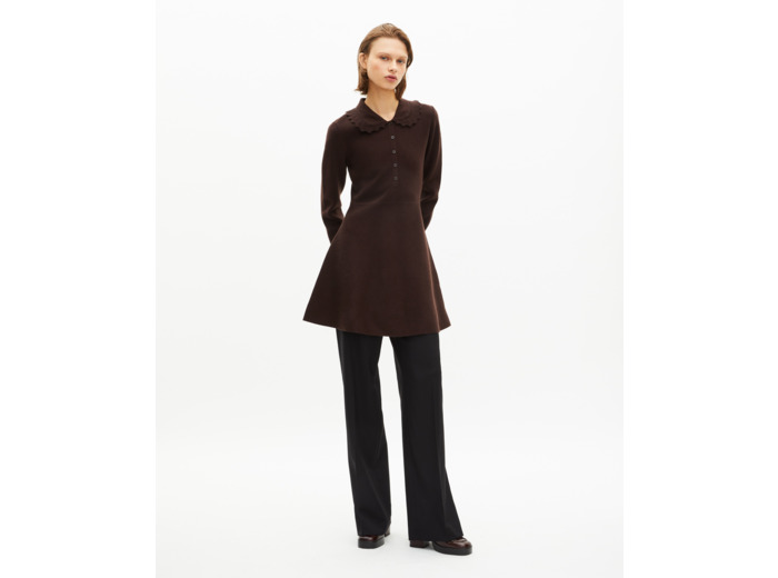 Robe courte en maille marron chocolate