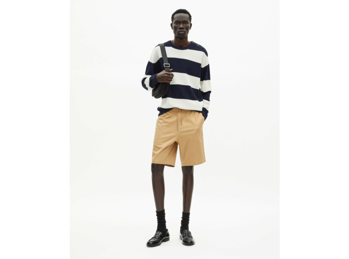 Short a taille elastique beige