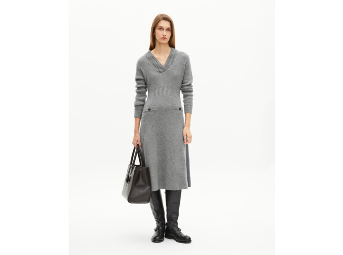 Robe longue en laine grise light grey