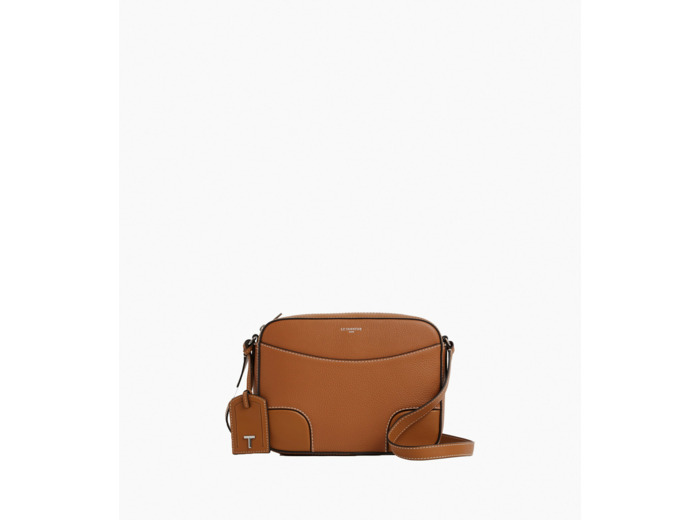 Sac bandoulière moyen modèle Romy en cuir grainé et lisse