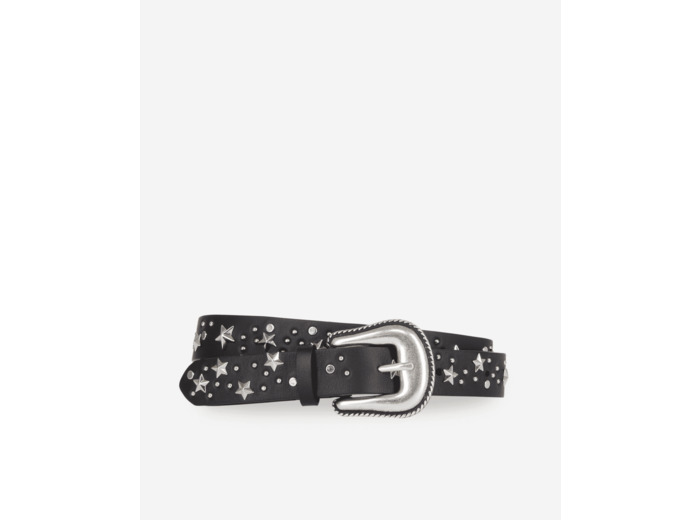 Ceinture En Cuir Noir Avec Étoiles black