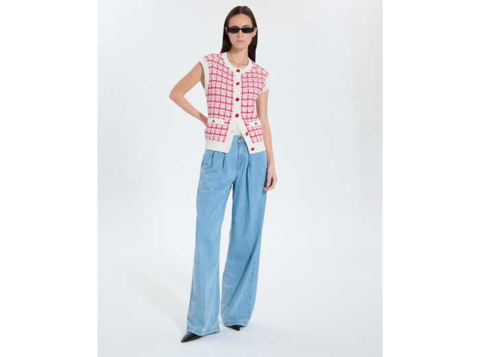 Gilet sans manches façon tweed bicolore