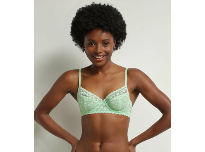 Soutien-gorge femme à armatures en dentelle florale Vert Daisy lace