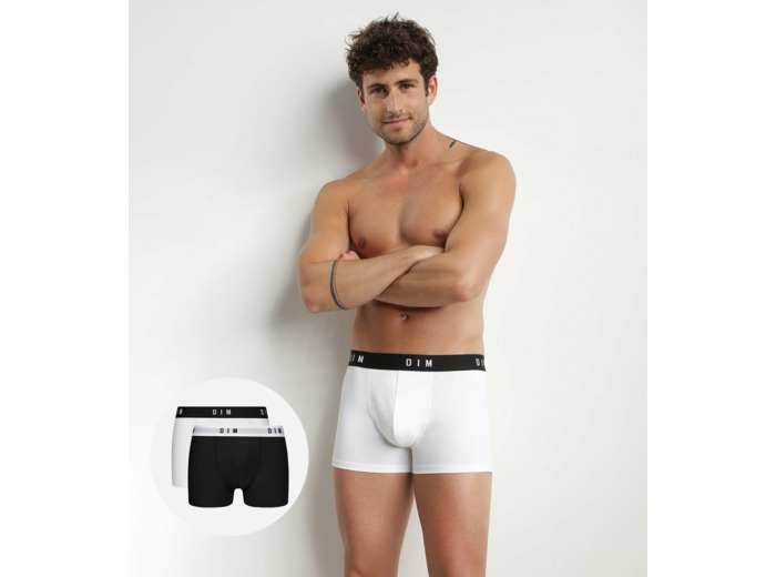 Lot de 2 boxers homme coton stretch ceinture rétro Noir Dim Originals