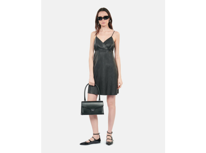 Robe Courte Noire En Cuir black