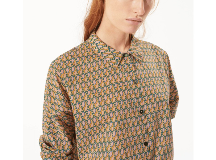 Chemise rose / moutarde