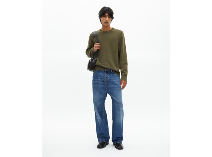 Pull avec détails ajourés kaki kaki