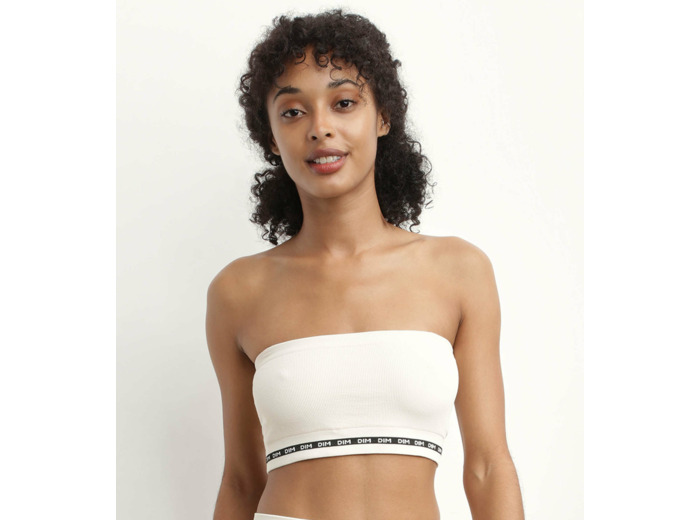 Soutien-gorge bandeau en modal polyamide Beige sans armature Dim Icons Seamless