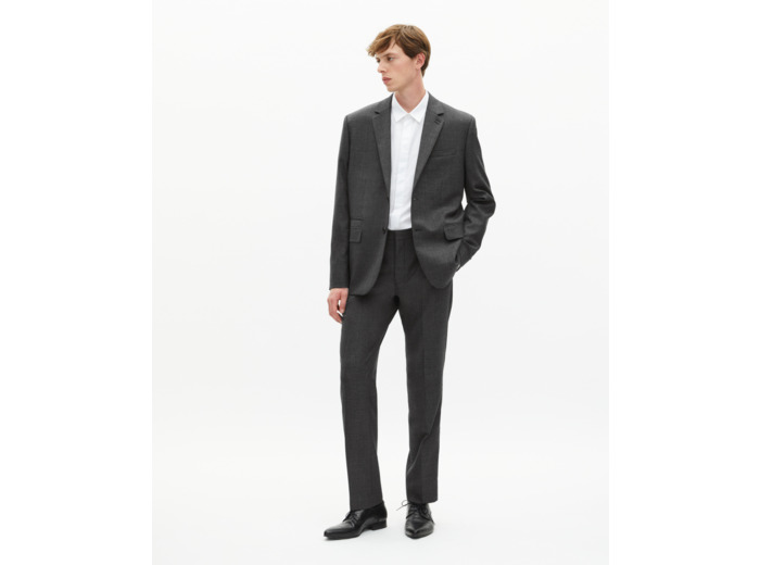 Pantalon de costume en laine droit gris grey