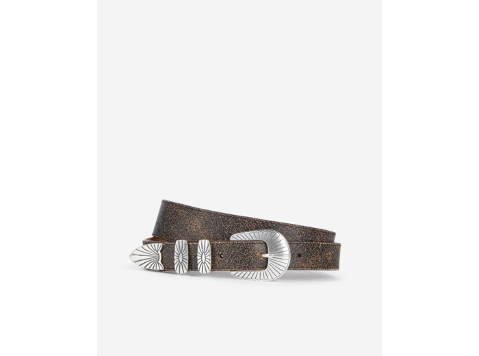 Ceinture Fine En Cuir Marron brown