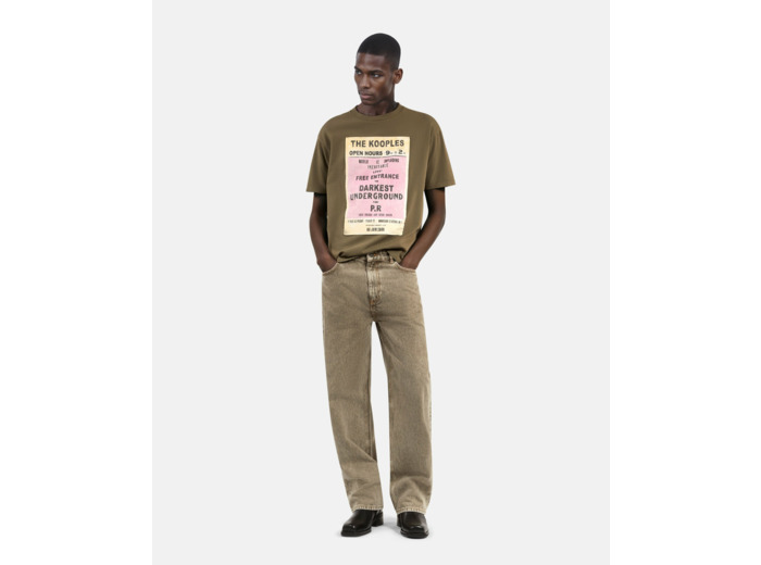 T-shirt manches courtes avec print devant olive kaki