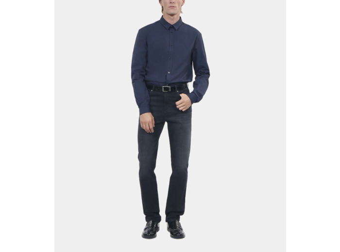 Chemise en popeline bleu marine navy