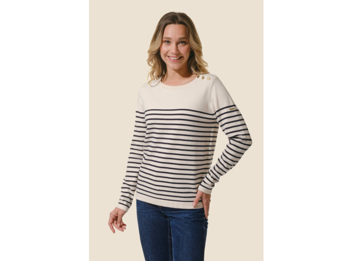 Pull Marinière femme VISCOSE patte épaule Gabrielle