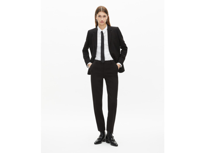 Veste de costume en crêpe noire coupe structurée black