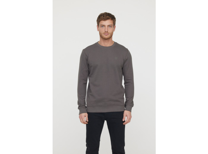 Sweat basique en coton bio gratté et print poitrine