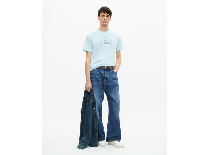 T-shirt manches courtes avec print devant baby blue