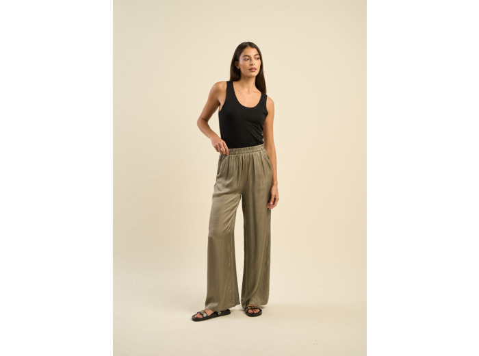 Pantalon large en satin