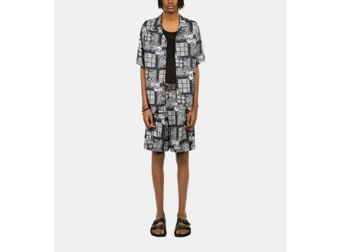 Chemise Imprimée Manches Courtes navy / white