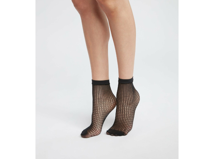 Socquettes femme en résille effet cannage Noir Dim Style