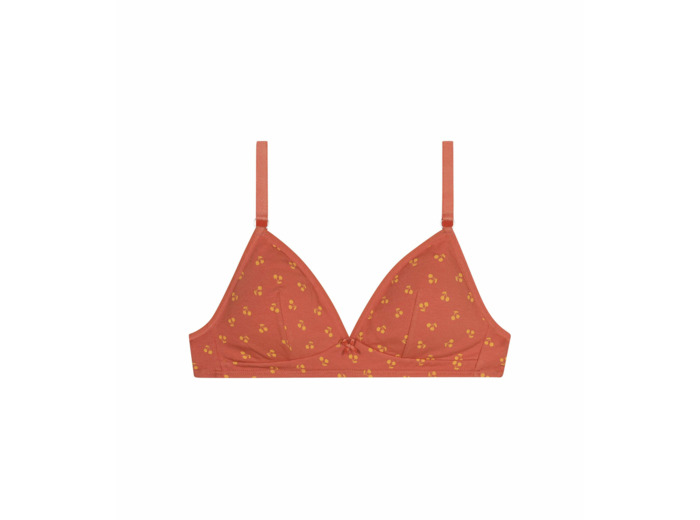 Soutien-gorge triangle fille motif cerise Jaune Les Pockets