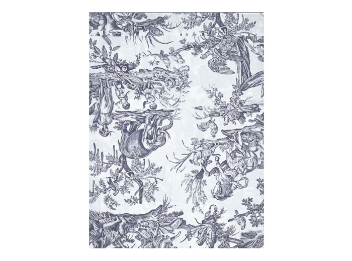 Drap plat 4 CONTINENTS - Blanc/Bleu