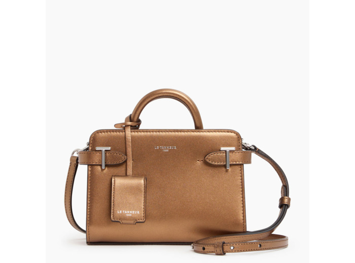 Mini sac à main Emilie en cuir lisse métallisé