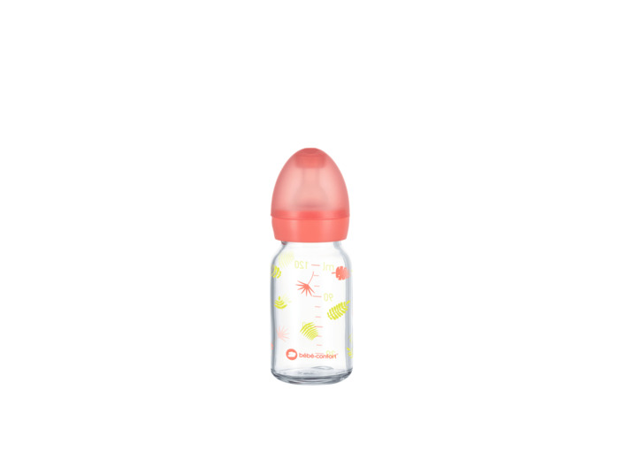 Biberon 120ML en verre, tétine silicone Jungle Vibes