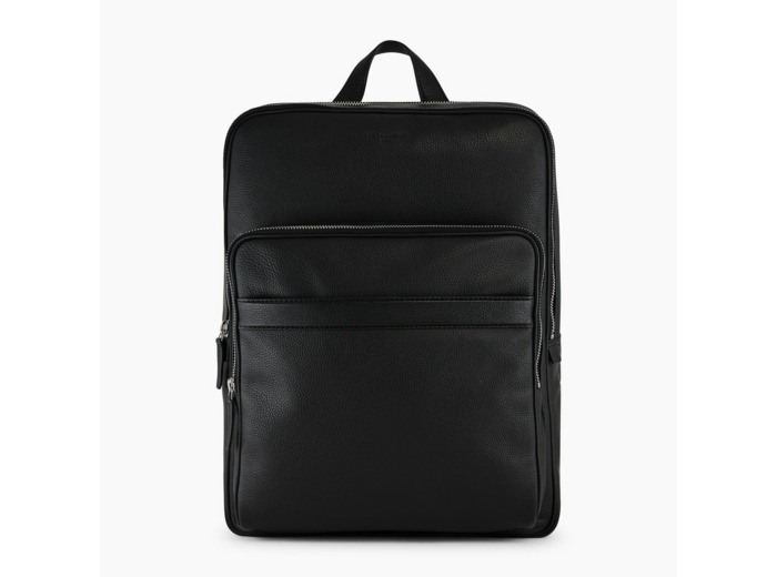 Sac à dos zippé 2 soufflets Charles en cuir grainé