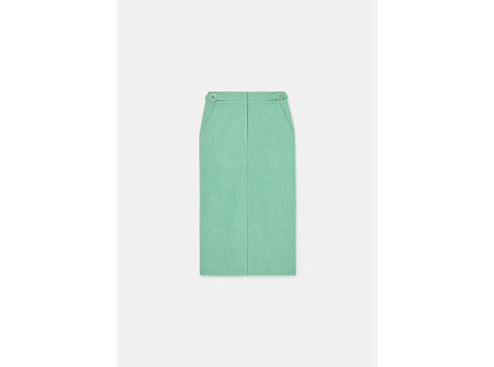 Jupe Justina verte en tissu flammé
