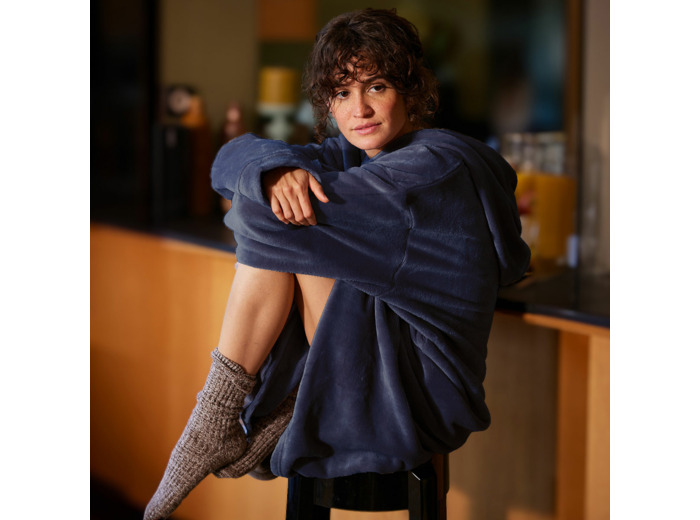 Plaidou polaire extra cocooning coloris bleu - DODO outlet Talange