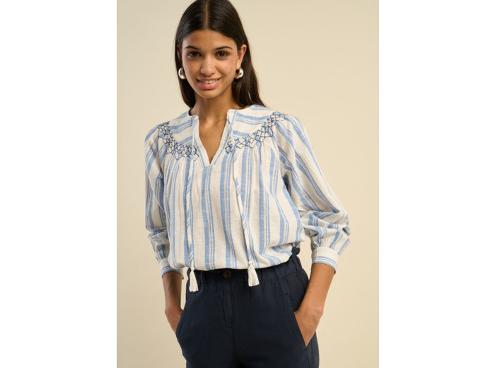Blouse oversize en coton léger avec rayures