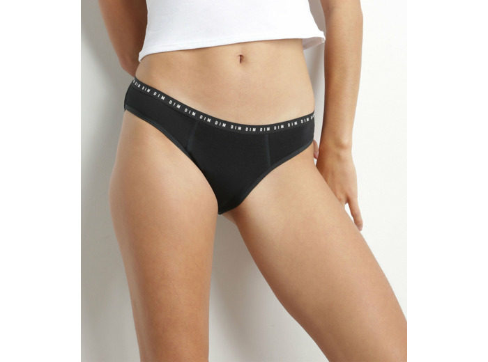 Culotte menstruelle lavable en coton bio noir Flux moyen Dim Protect