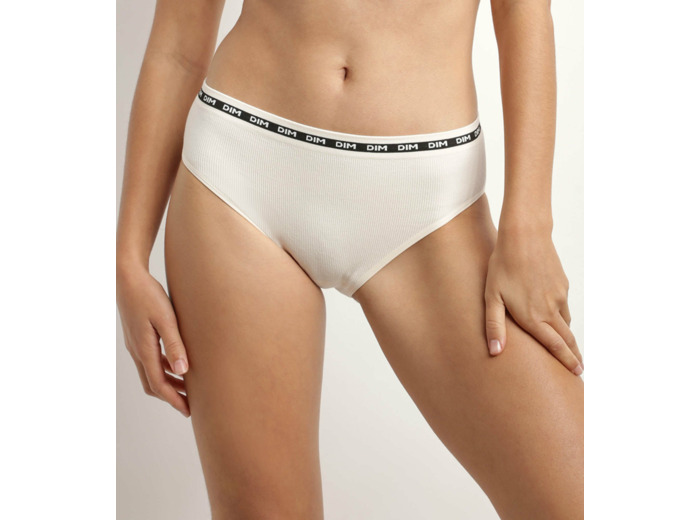 Slip femme en modal polyamide côtelée sans couture beige Dim Icons Seamless