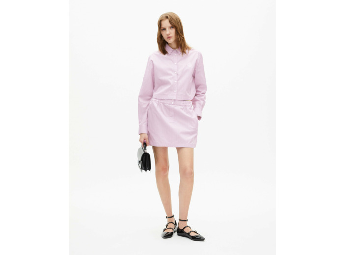 Chemise crop a manches longues pink black