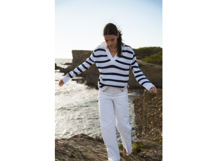 Pull femme en maille ajourée Cherry