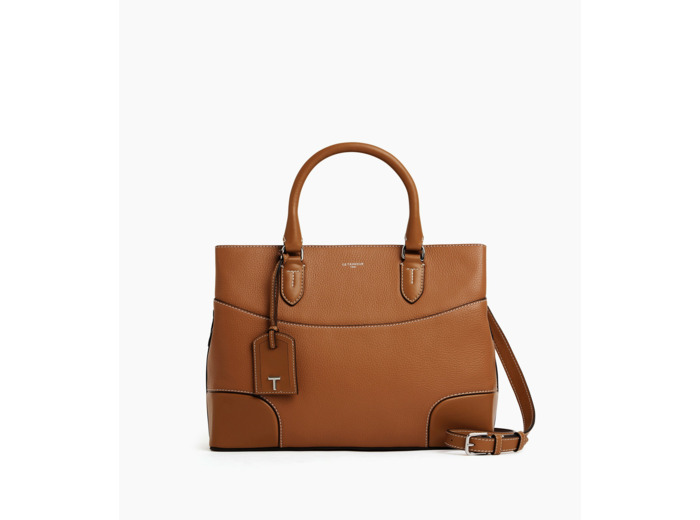Grand sac à main Romy en cuir grainé et lisse