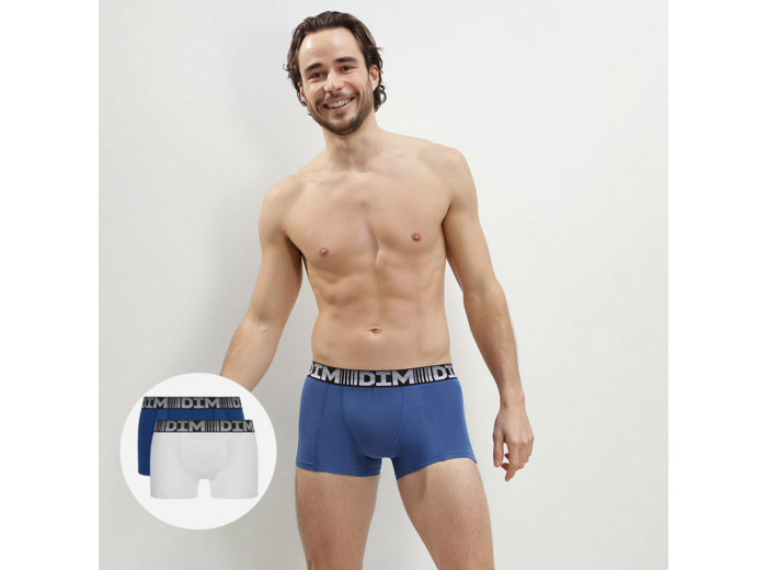 Lot de 2 boxers homme respirants Bleu Acier Blanc 3D Flex Air